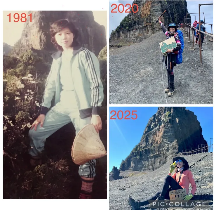 照片中的斗笠今天看來覺得可笑，不過當年人人戴得理所當然！😊