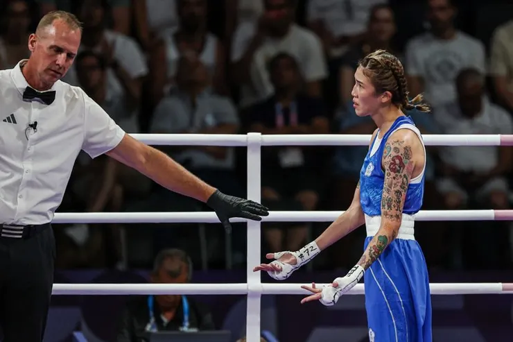 圖為黃筱雯糟判定落敗畫面,引用自NOWnews新聞。