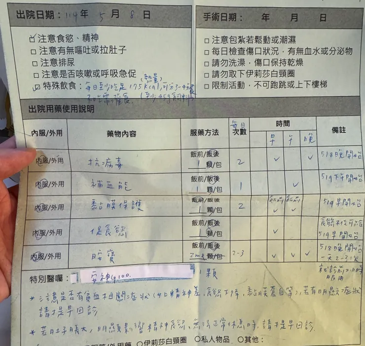 0508第一次出院