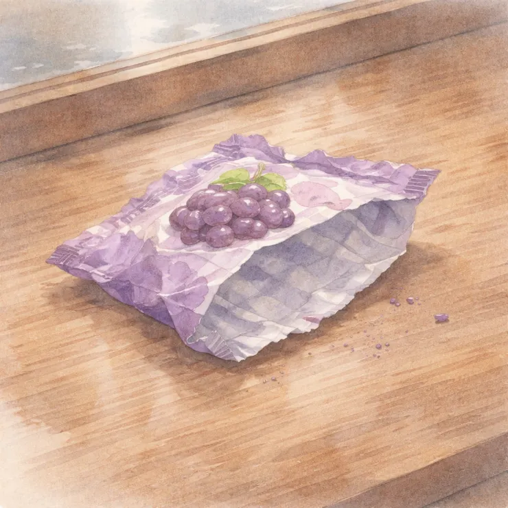 明知短暫的甜（葡萄軟糖）。〈本章節插圖意象示意圖由AI協助生成。〉