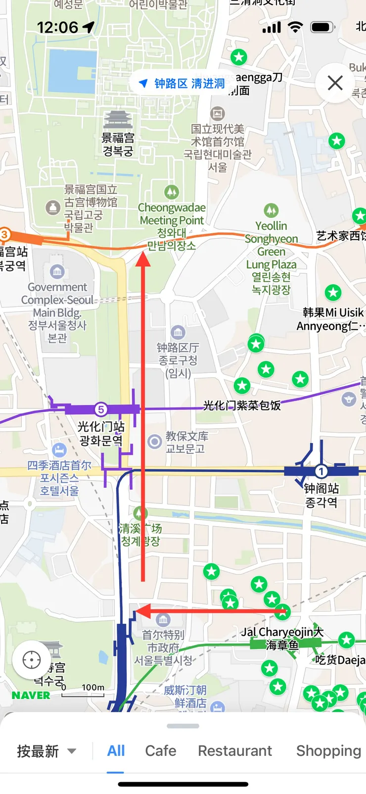 乙支路3街走到德壽宮,經過光化門到景福宮大約2公里,走這一段路就一整個早上了。