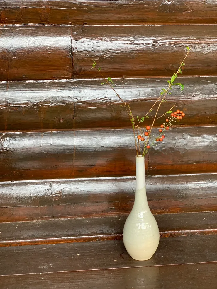 唐津燒鶴首花瓶