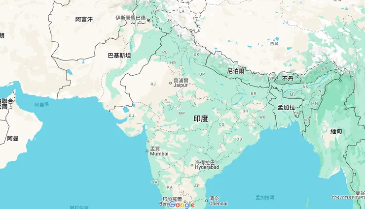 △巴基斯坦與印度位置圖