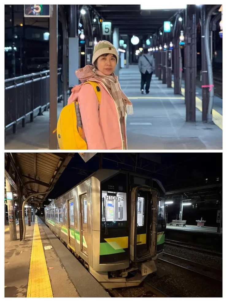 夜晚的小樽站月台