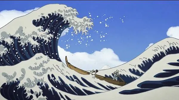 其實是直接引用葛飾北齋的《神奈川沖浪裏》