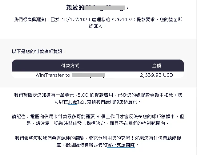 已處理,eToro處理速度很快。