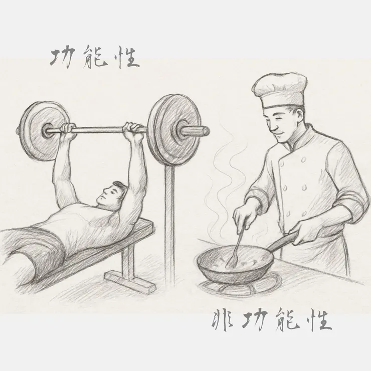 圖片修正:健身房為非功能性;日常為功能性