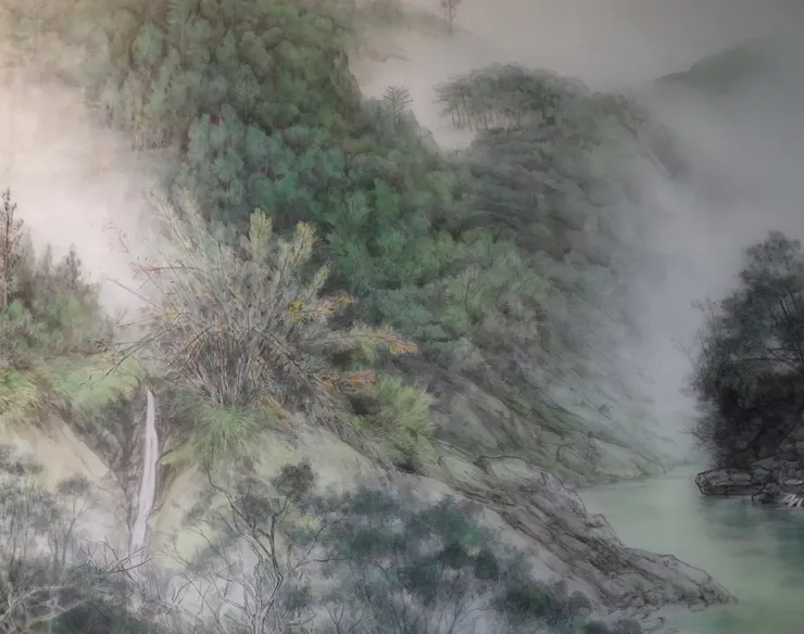 〈溪聲山色〉局部－小瀑布