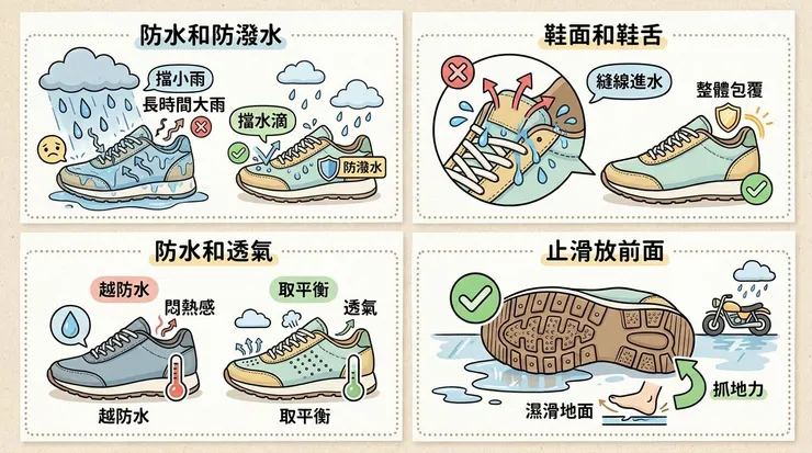 防水鞋不是不進水就好，悶腳和止滑也要一起看
