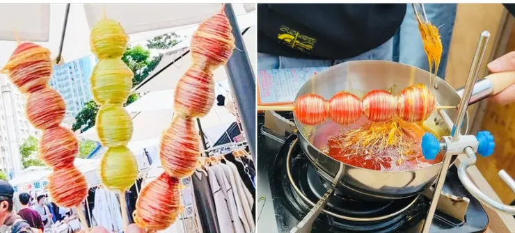 號稱全台最紅的#拉絲糖葫蘆 ( 有金糖絲的糖葫蘆 )