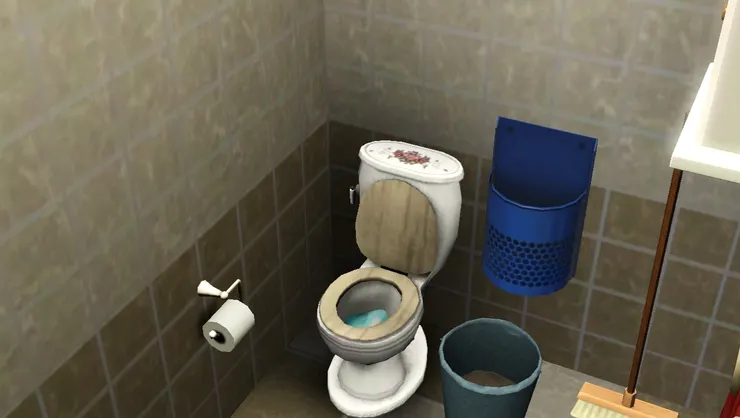 清潔用品和垃圾桶只能放在馬桶旁,空間不夠嘛。