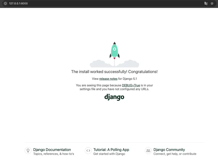 恭喜成功安裝django
