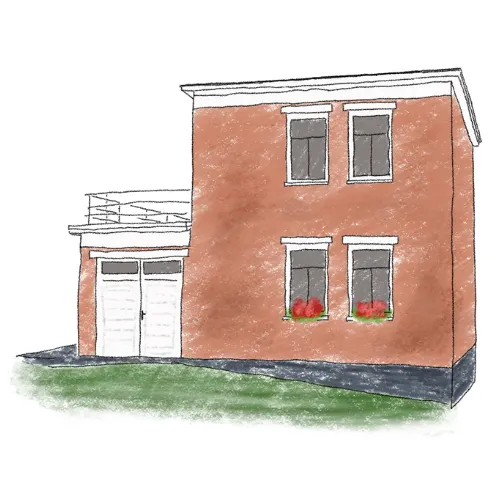 茲林極具特色的巴塔式房子 Baťa House (賴宜蓮/繪)