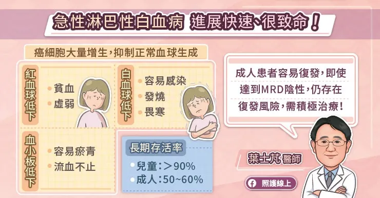 急性淋巴性白血病進展速度快