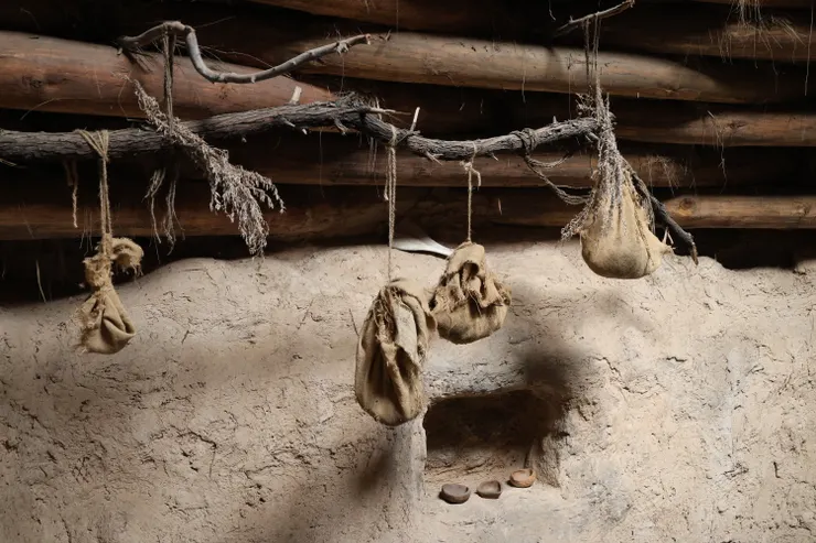 波台文化的紡織品與壁龕。