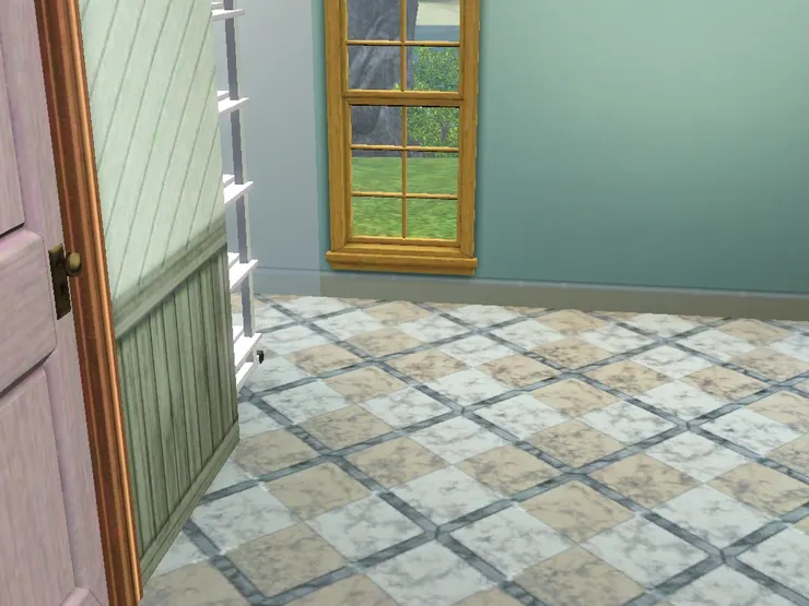 這些地磚跟屋前方一樣，只是顏色不同。