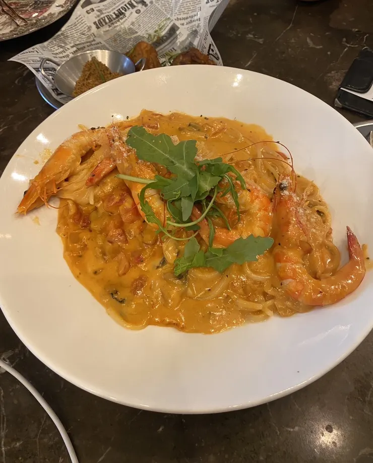 橘醬鮮蝦（圓直麵）