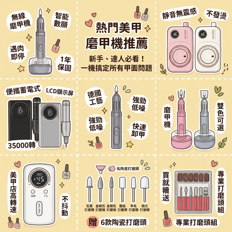 【平價磨甲機推薦】新手卸甲不傷真甲！Dcard/PTT熱議評比：學生美甲/USB充電，無線磨甲機/日式美甲機