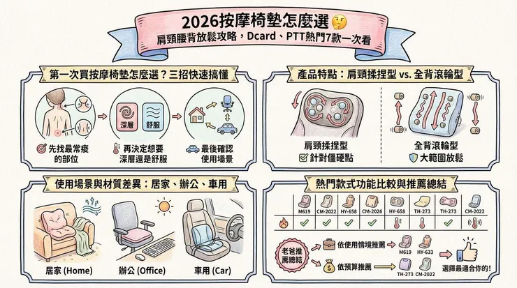 2026按摩椅墊怎麼選 🤔 肩頸腰背放鬆攻略，Dcard、PTT熱門7款一次看