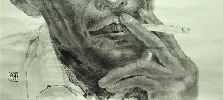 〈微醺〉局部－抽菸