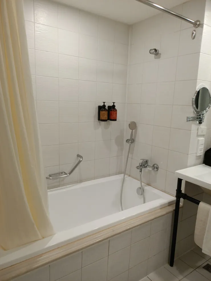 浴室不會太小,有浴缸,有附沐浴乳跟洗髮精,什麼牌子的我也忘了