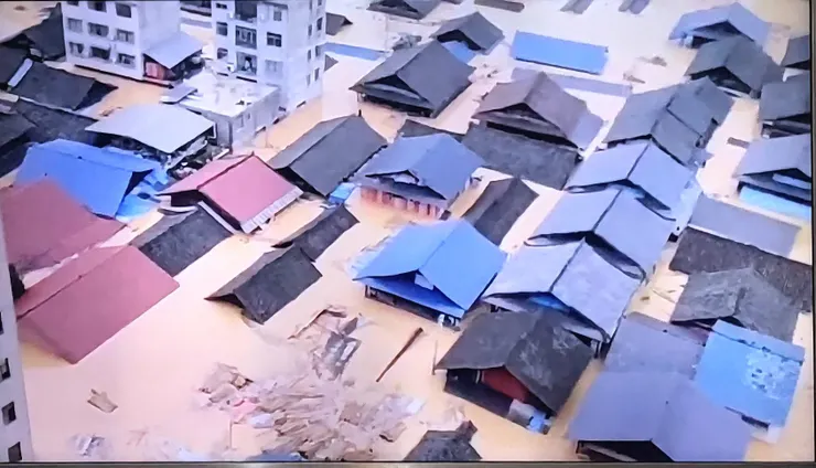 喪事喜辦的羅刹國淹水圖