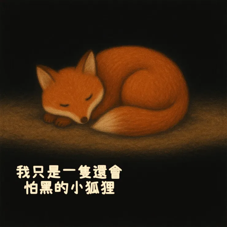 在勇氣來前啊， 我先靜靜地窩著。 當小狐狸把尾巴捲回心上， 就會找到一種，自然、安心、舒服的樣子。