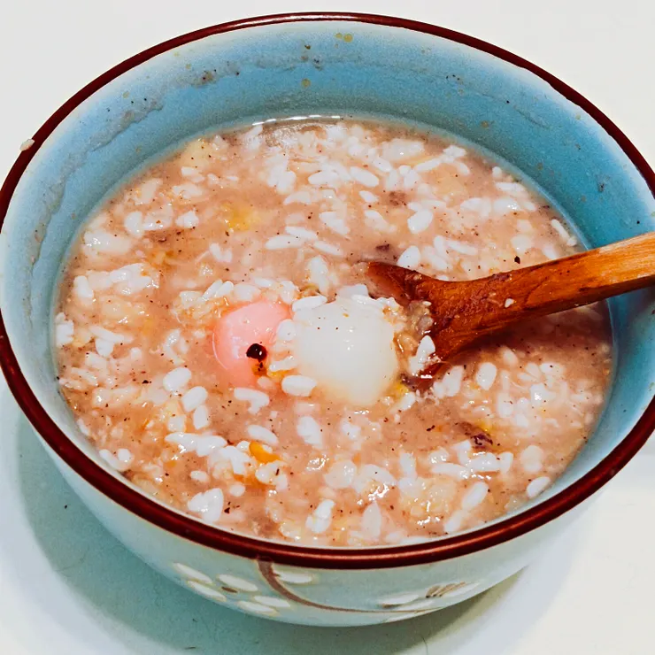 早上吃上熱呼呼的一碗甜粥 很幸福