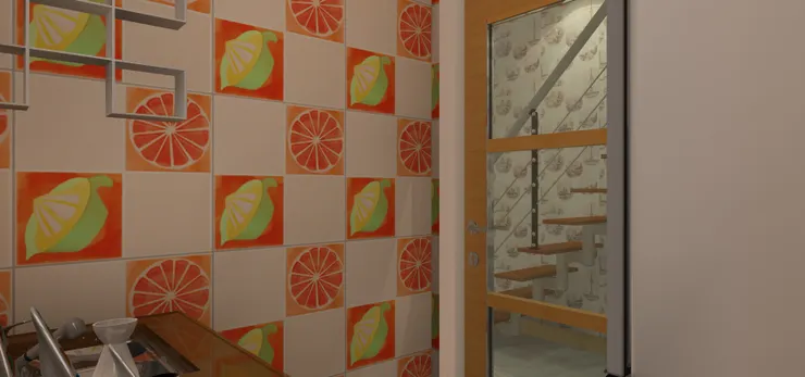 我說過不是私密的空間便喜歡安裝有玻璃的門，廚房是個很適合的地方，讓人看到也沒關係。