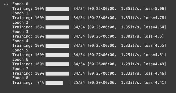 每個 epoch 的 loss log