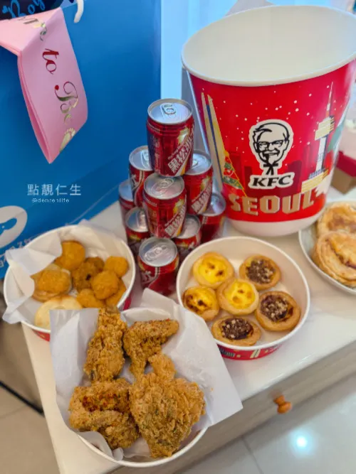 蛋塔、炸雞、魚塊一桶多食