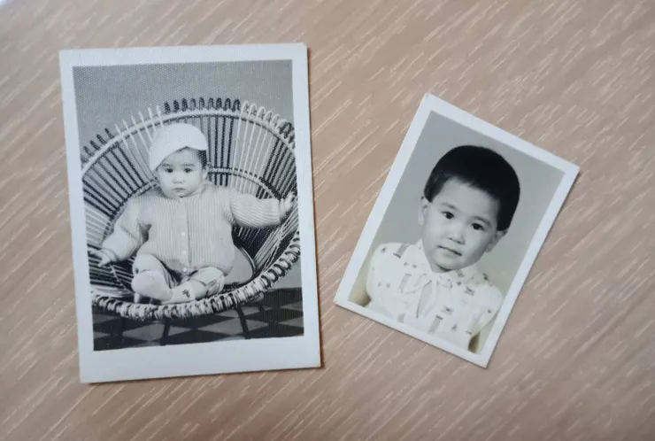 時光幼年黑白照片