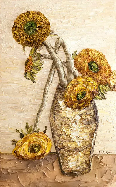 Oil Painting&nbsp;Sunflowers&nbsp;by&nbsp;H.H. Dorje Chang Buddha III