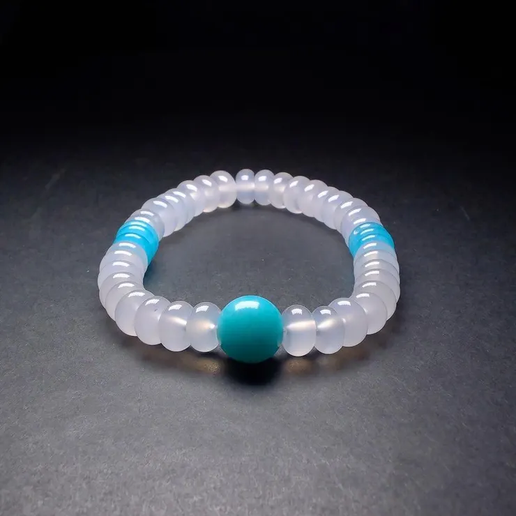 天河石 白瑪瑙 靈源舒心 男士手鍊 QBR-00004