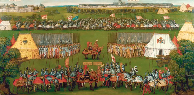 Flemish painting showing the encounter between Henry and Emperor Maximilian I in 1513. 