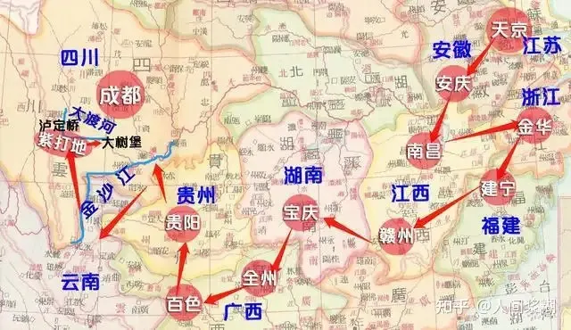 太平天國翼王石達開行軍路線圖