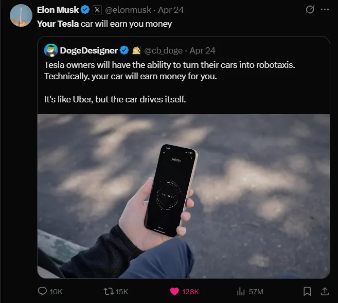 馬斯克表示你的車輛可以幫你賺錢