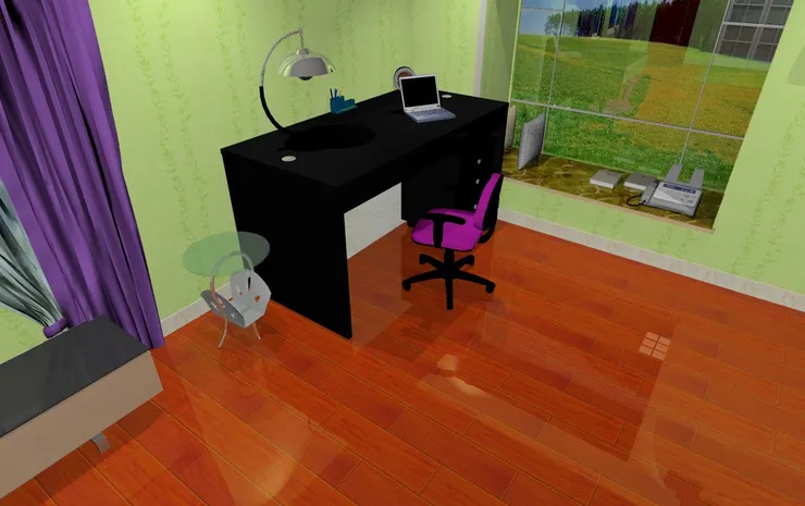 終於到最最重要的書桌了。因為軟件所限，實際上我不會選這麼小的桌子，空間夠始終十分重要。