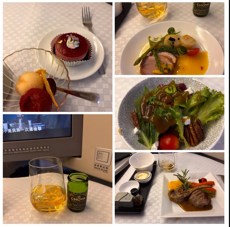 雖然商務艙的餐點不是好吃到靠爸，但擺盤精緻。