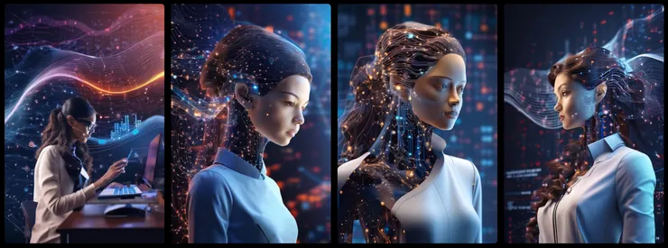 AI engineer coding, technology background, waves of information flowing