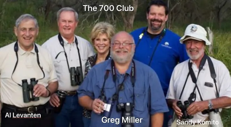 第一排由左至右為拉凡登、米勒、柯米多，是1998年競賽的前三名，而The 700 club是指在北美一年內看超過700種鳥的成就。圖／legacy