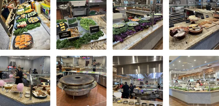 Paradise Buffet 結合美式、亞洲與蒙古料理，菜色選擇多樣化，深受南加州居民喜愛。