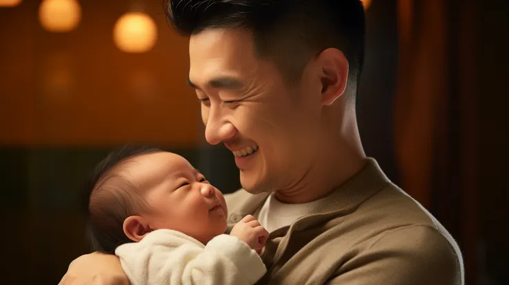 爸爸開心的抱著嬰兒,建立情感與嬰兒分享愛與關注