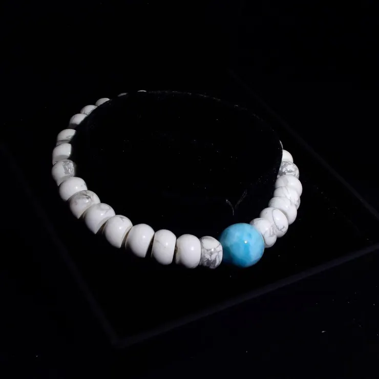 海紋石與白松石 安穩之石 男士手鍊 QBR-00012