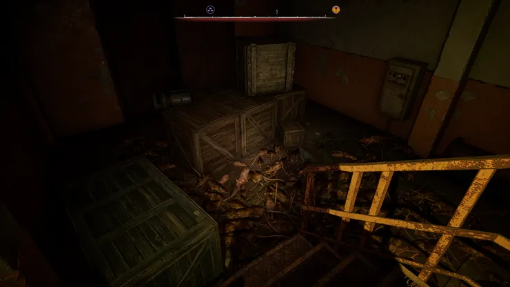 這段是下水道要準備上來的地方，在路途中如果有注意的話，可以發現場景物件的擺設會很刻意地讓你可以踩箱子經過整個區域，當然要把老鼠殺完也是可以XD