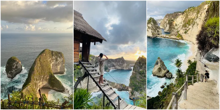 左：Kelingking Beach→ the origin of iPhone's wallpaper! 中：Tree House Bungalow 右：Diamond beach