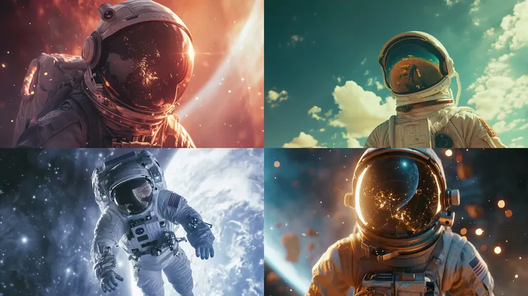 an astronaut, medium shot, --ar 16:9