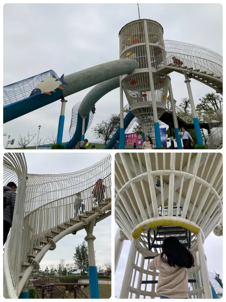 可以用爬的上去，也可以走樓梯上去喔！