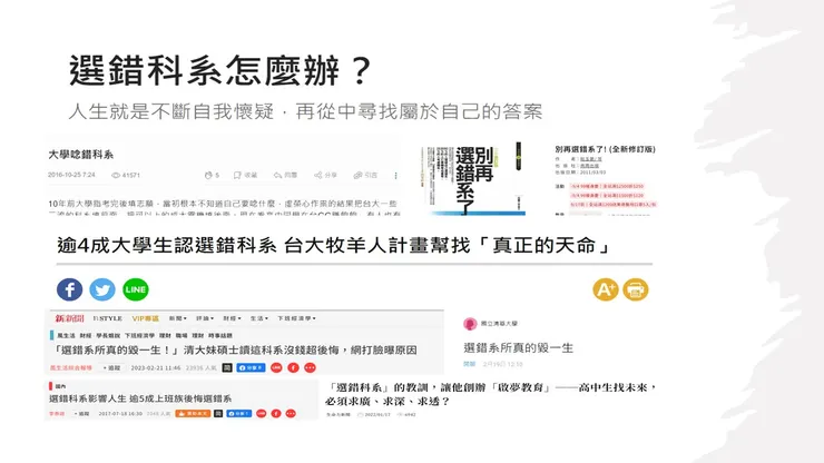 （圖一　選錯科系相關報導）