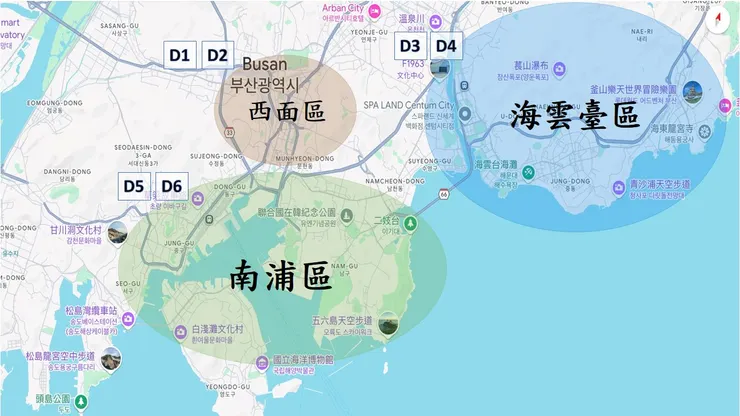 釜山景點地理位置